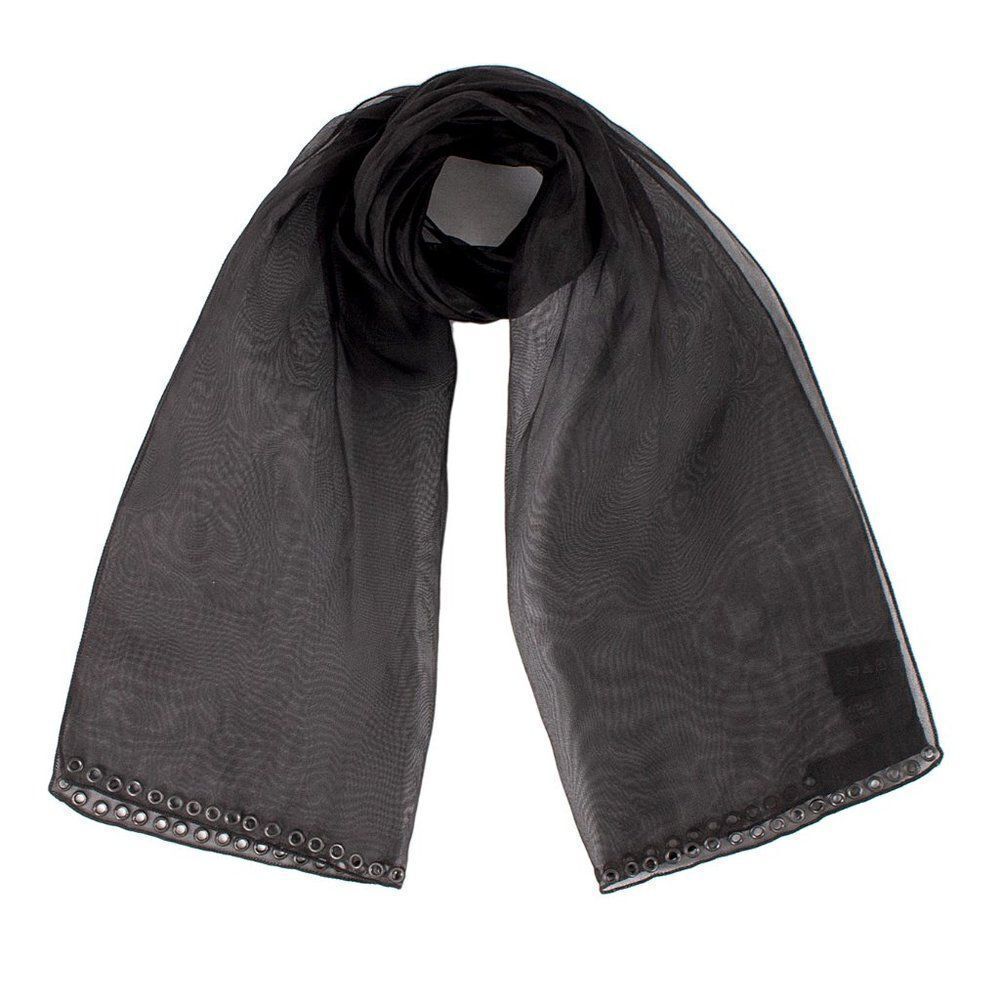Prada Brown Silk Embellished Scarf